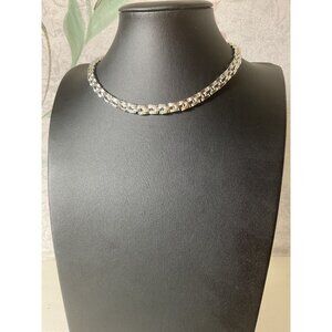 Coro Silver-Tone Metal Chain Necklace With Decorative Clasp